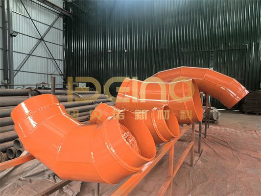 Grote diameter keramische patchbuizen Aluminium keramische beklede buizen Keramische tegel beklede buizen Keramische beklede buizen voor het transport van lozingen in de mijnbouw Cementinstallatie steenkoolstof keramische beklede buizen